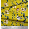 thumbnail image 2 of Soimoi Modal Satin Fabric Robin,Leaves & Wildflower Floral Print Fabric by Yard 42 Inch Wide, 2 of 3
