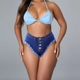 thumbnail image 2 of Women's Sexy High Waisted Stretch Mini Denim Shorts Hot Pants, 2 of 7