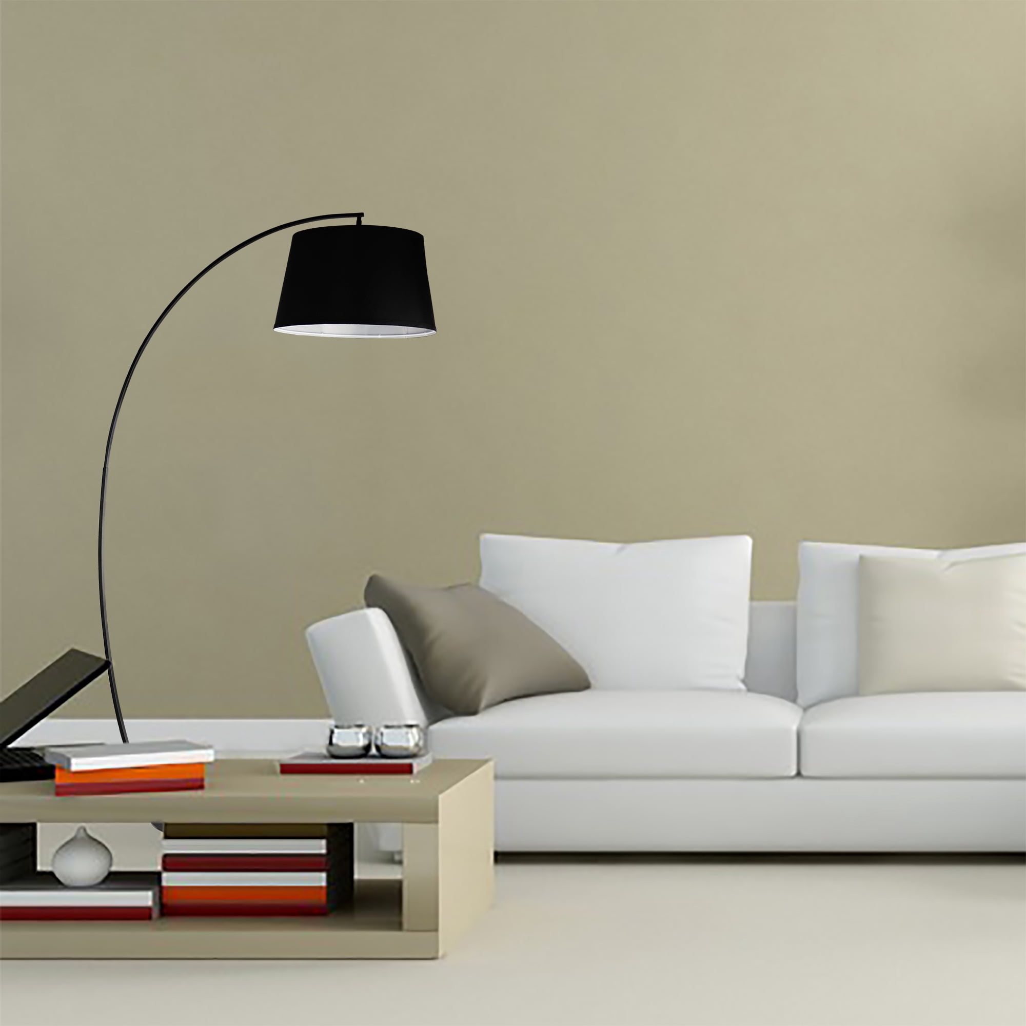 Abble Modern 75" Arched Floor Lamp for Living Room and Bedroom -Black