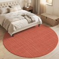 thumbnail image 4 of Round Area Rugs 5Ft, Terracotta Red Non-Slip Washable Circle Rugs Carpet, Rustic Farmhouse Solid Color Indoor Outdoor Rug Floor Mats Throw Runner for Bedroom Living Room Bathroom, 4 of 6
