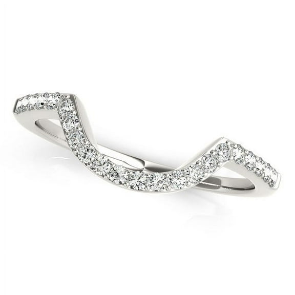 14k White Gold Curved Diamond Wedding Band (1/3 cttw) Size 3