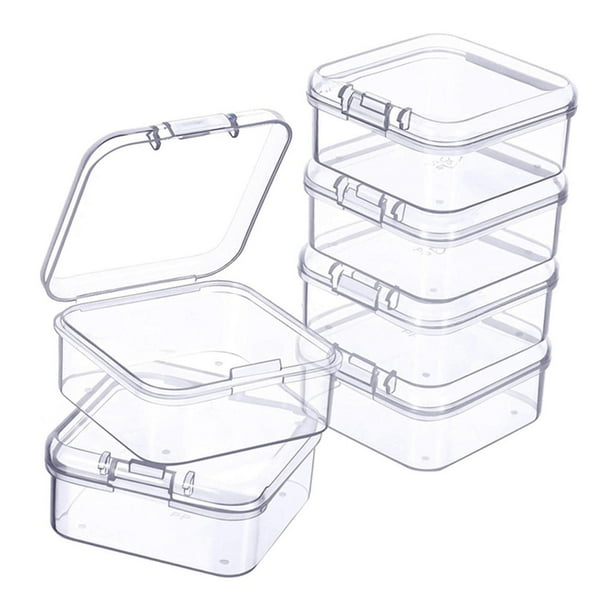 6 mini cajas de almacenamiento de joyas transparentes cuadradas con tapa, estuche organizador para M
