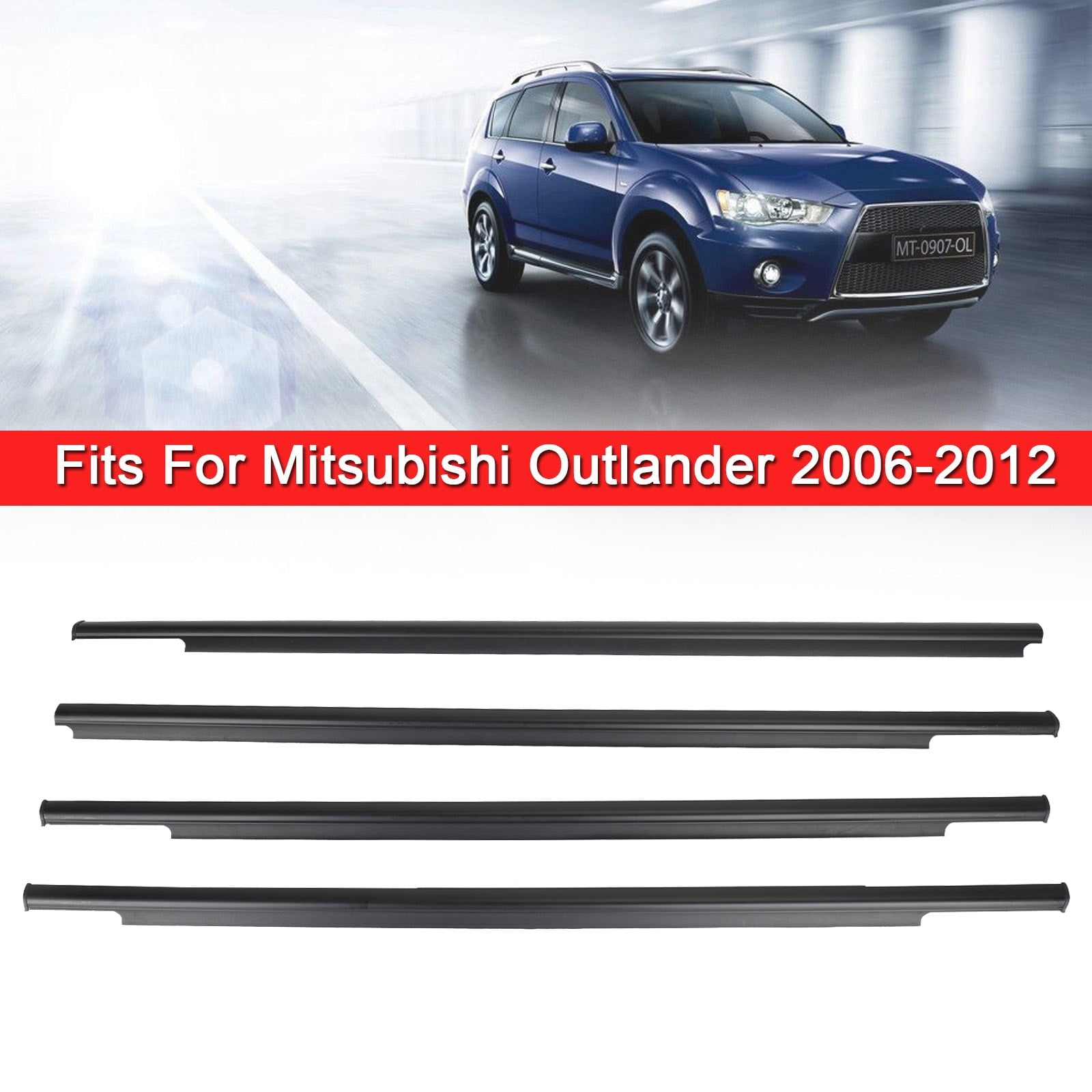 4Pcs Window Weatherstrip Seal Belt Molding For Mitsubishi Outlander 2006-2012