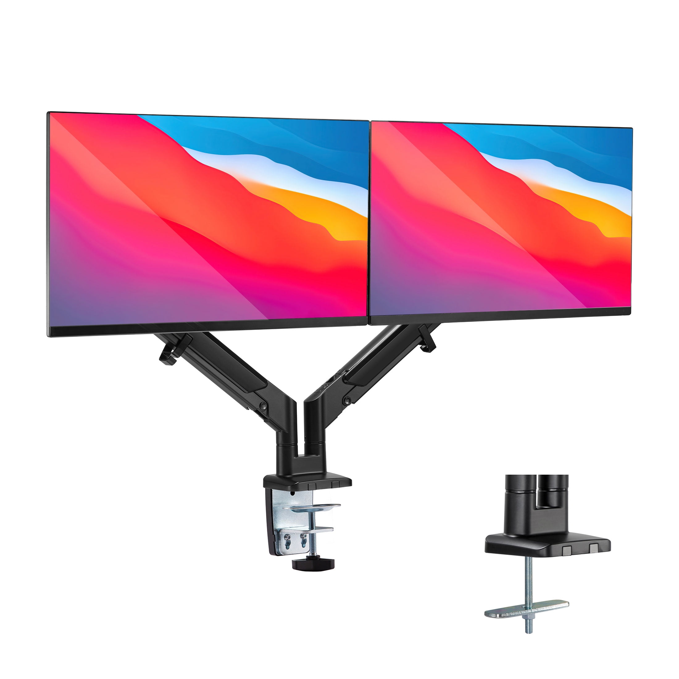Mount-It! Dual Computer Monitor Mount With Low Profile Gas Spring Arms, Ergonomic