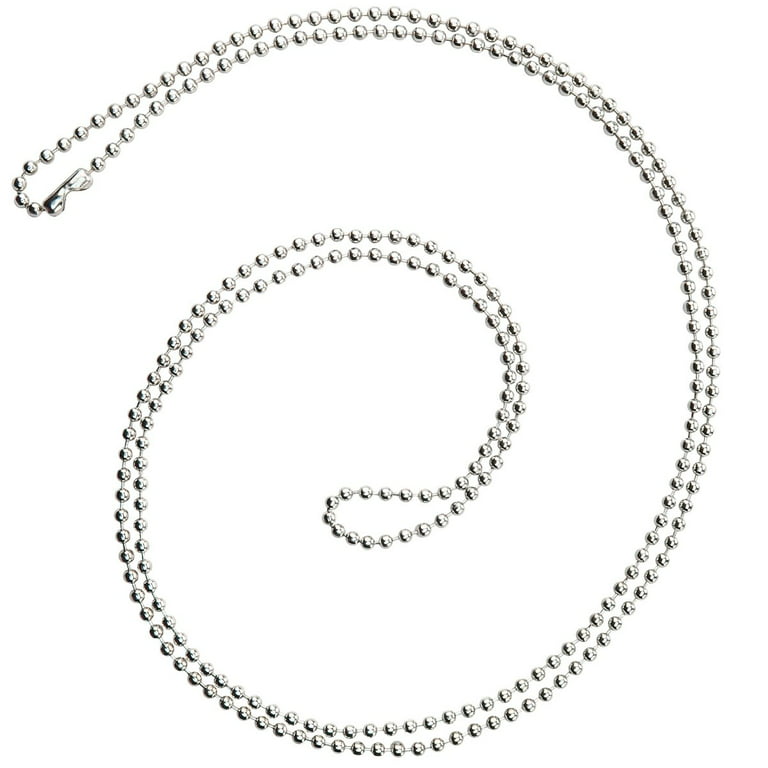 Bulk 100 Pack - Anti Corrosion NICKEL PLATED Beaded Neck Chain ID