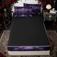 thumbnail image 4 of Erosebridal Purple Gothic Skull Zipper Queen Comforter Set with Fitted Sheet and 2 Pillowcases for Women Girls, Damask Boho Floral Zipper Bedding Set, Black Reversible, 4pcs, 4 of 7