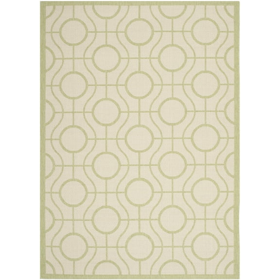 Safavieh Courtyard Brian Geometric Indoor/Outdoor Area Rug, Beige/Sweet Pea, 5'3" x 7'7"