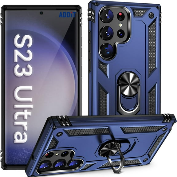 for S23 Ultra Case Galaxy S23 Ultra 5G Phone Case Samsung S23 Ultra Case,[ Military Grade ] Protective CaseDurable Dual-Layer with Ring Stand Cover for Samsung Galaxy S23 Ultra 5G - Blue