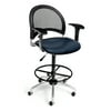 OFM Moon Series Model 336-V-AA3DK Anti-Microbial/Anti-Bacterial Vinyl Swivel Task Chair with Arms and Drafting Kit, Navy