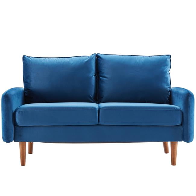 HomeRoots 473721 Royal Blue Velvet Modern Loveseat with Side Pockets