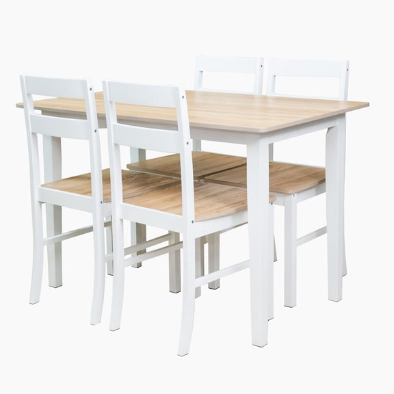 Mainstays Compact 5-Piece Dining Set for Small Spaces, White & Natural