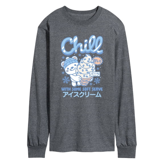 Instant Message - Polar Bear Ice Cream Long Sleeve Graphic T-Shirt