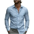 thumbnail image 3 of PNTUTB Men's Fashion Vertical Stripe Casual Long Sleeve Lapel Collar Pocket Button Closure Blouse, 3 of 5