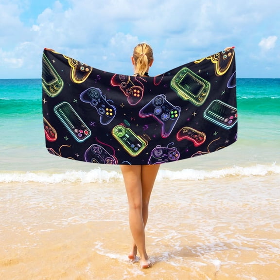 Ryvnso Game Controller Beach Towel Quick Dry Swimming Yoga Beach Towels Large Sand Free Microfiber Towel 31"W x 71"L
