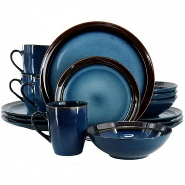 Gibson Elite 142747.16 Priya Reactive Glaze Sto are Dinnerware Set, Blue - 16 Piece
