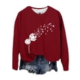 thumbnail image 3 of Women's Autumn And Winter Dandelion Print Thick Needle Round Neck Shoulder Down Long Sleeved Casual Pullover Sweatshirt Jacket Women Binding Fall Outfits Women Boys Size Two Short Outfits Extra Large, 3 of 3