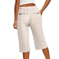 thumbnail image 6 of Resicozy Capri Pants for Women 2026 Knee Length Cotton Linen Capris Summer Straight Leg Loose Beach Bermuda Shorts with Pockets Khaki 3XL, 6 of 7