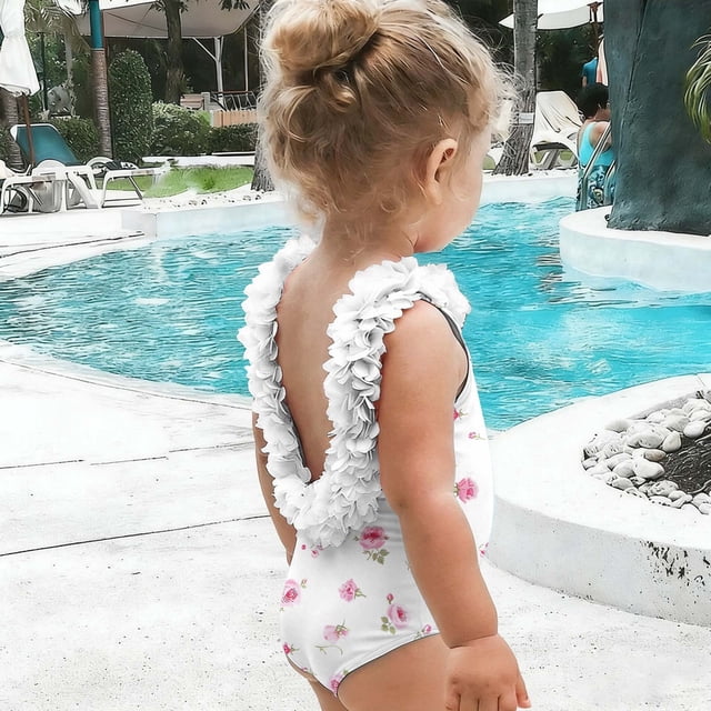 Odeerbi Traje de Baño de Una Sola Pieza Hawaiano de Niñas 6M-4Y Sin Espalda Traje de Baño de Playa Seco Rápido Traje de Baño de Verano