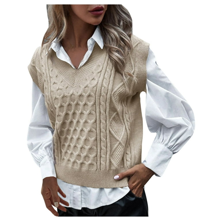 Miayilima Women's Sweater Coat Ladies College Knitted Sweater Vest