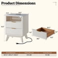 thumbnail image 3 of KeyWhat Modern Nightstand with Charging Station, Mid-Century Wood End Table Side Table for Living Room, Fluted Panel, Solid White, 3 of 8