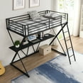thumbnail image 2 of TOPCHANCES Twin Loft Bed with Desk Loft Bed with Ladder and Full-Length Guardrails X-Shaped Frame Bed  - Black, 2 of 12