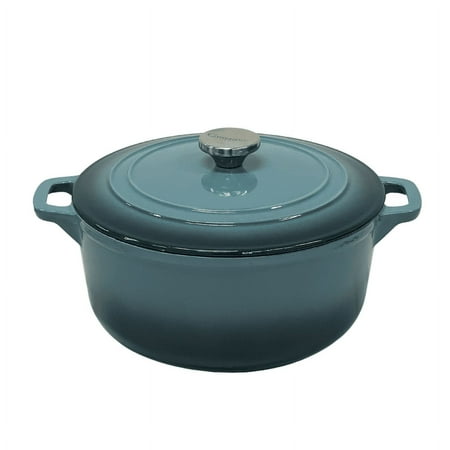 

Cinnamon Home 6 Quart Enameled Cast Iron Round Dutch Oven with Lid - Slate Gray - Kitchen Pots and Cookware