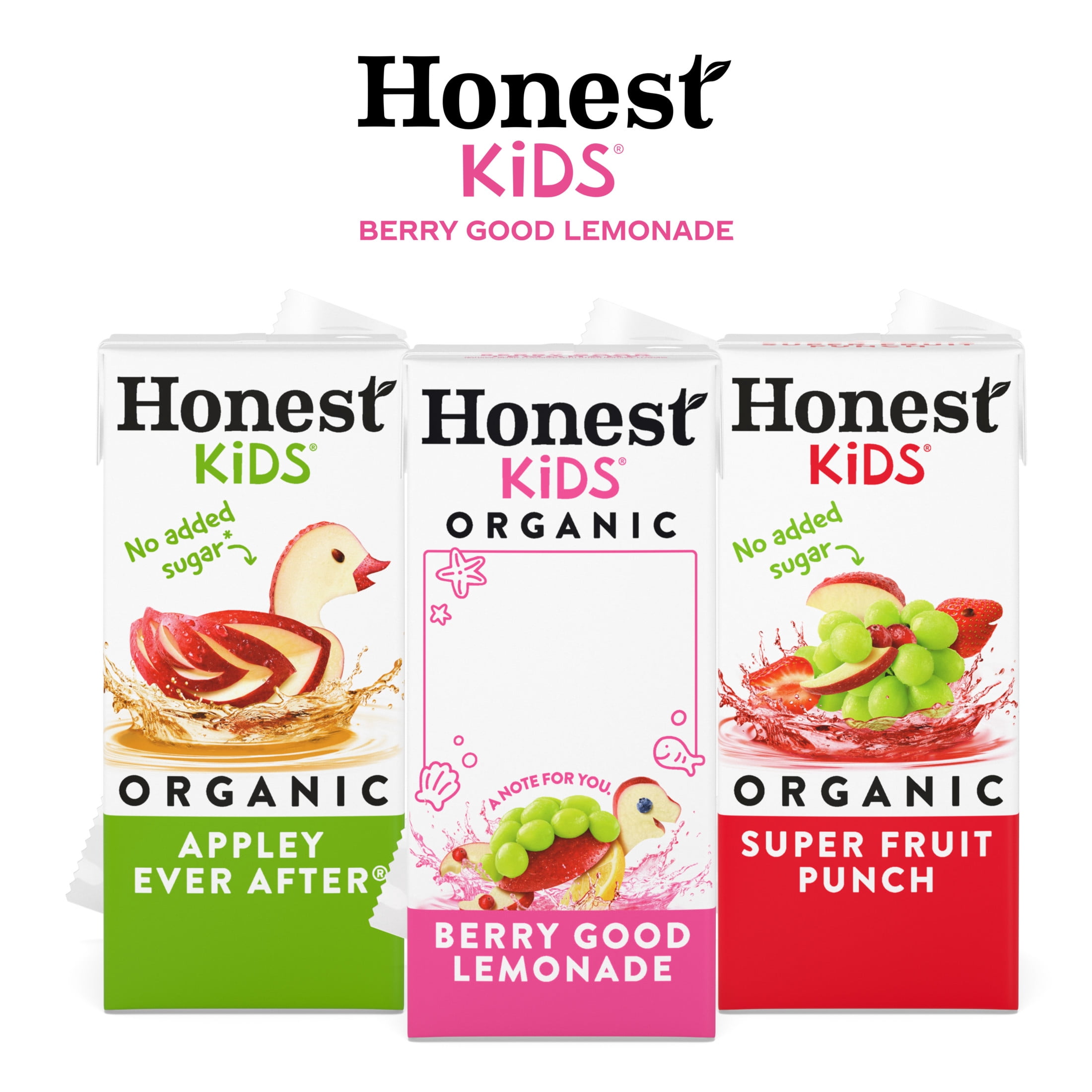 (3 pack) Honest Kids Berry Good Lemonade Organic Juice Drink Cartons, 6 fl oz, 8 Pack