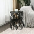 thumbnail image 3 of Joveco Black Nesting Round Side End Tables Set of 2- Coffee Tea Table Mid Century Night Stands for Living Room Bedroom Outdoor, Black Double-Leaf, 3 of 14