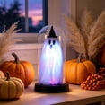 thumbnail image 6 of Halloween Lighted Ghost Decor, Halloween Decorations Indoor-Light Up Ghost in Glass Cloche, Cute Ghost with Light for Home Kitchen Mantel Tabletop Party Decor and Holiday Decorations, Purple, 6 of 7