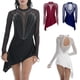 thumbnail image 2 of Vestido de patinaje sobre hielo para mujer, vestido Halter de malla con diamantes de imitación, manga larga recortada, vestido de baile de Ballet, disfraz gimnástico, vestidos de leotardo, 2 of 5