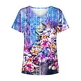 thumbnail image 4 of Sakmal Womens Tops Short Sleeve V-Neck Graphic T-Shirts Plus Size Ladies Shirts, 4 of 5