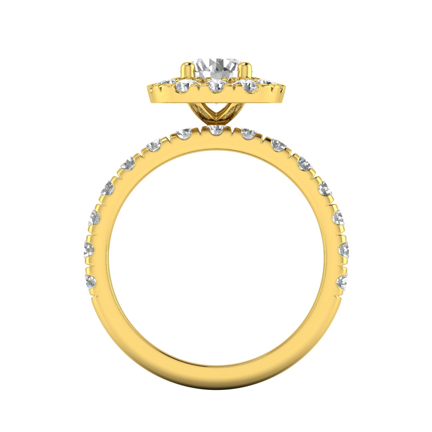 Certified 2.75 Carat TW Diamond Halo Engagement Ring Bridal Set in 14k Yellow Gold (H-I, I2-I3)