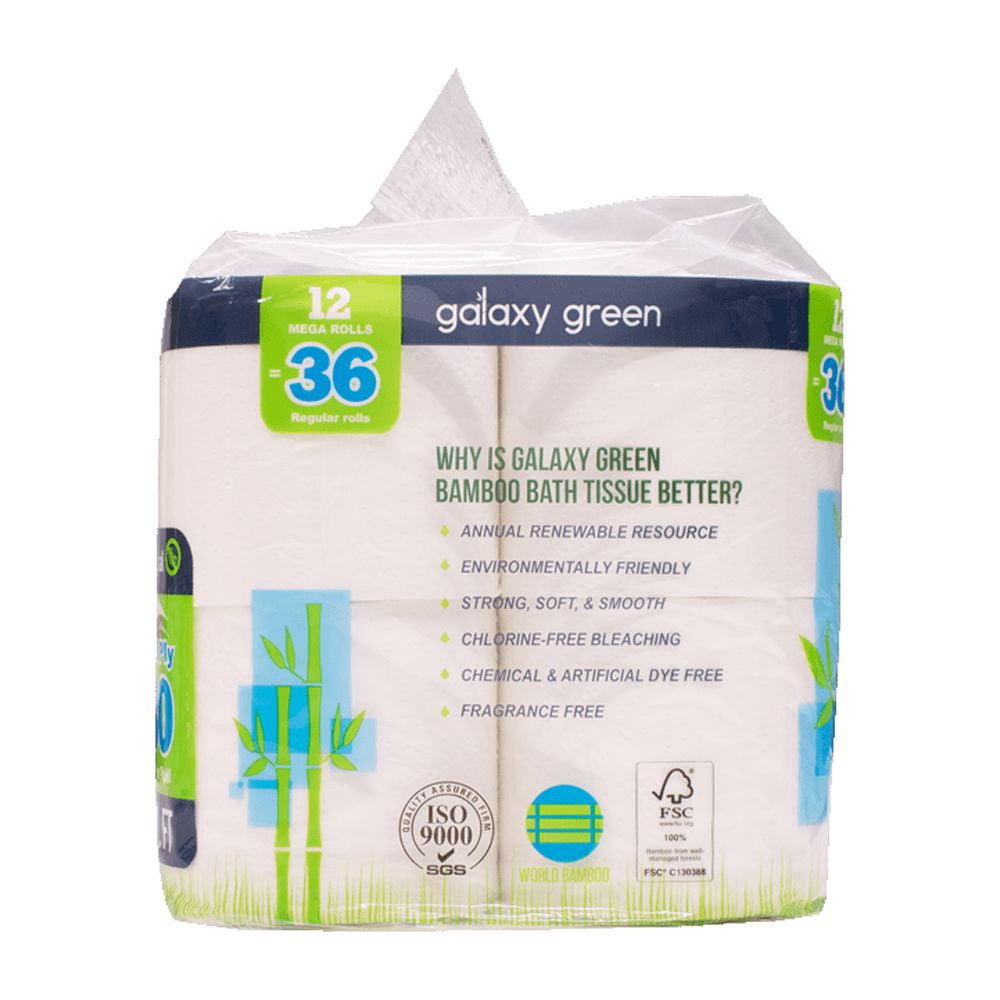 Galaxy Green Bamboo Bath Tissue Paper, 380 sheet 2 ply, 12 Count