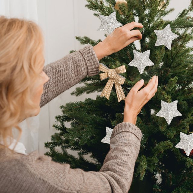 Texiao Home Decor Christmas Decorations Christmas Tree Decoration Gold Onion Powder Five Pointed Star Christmas Pendant Decoration