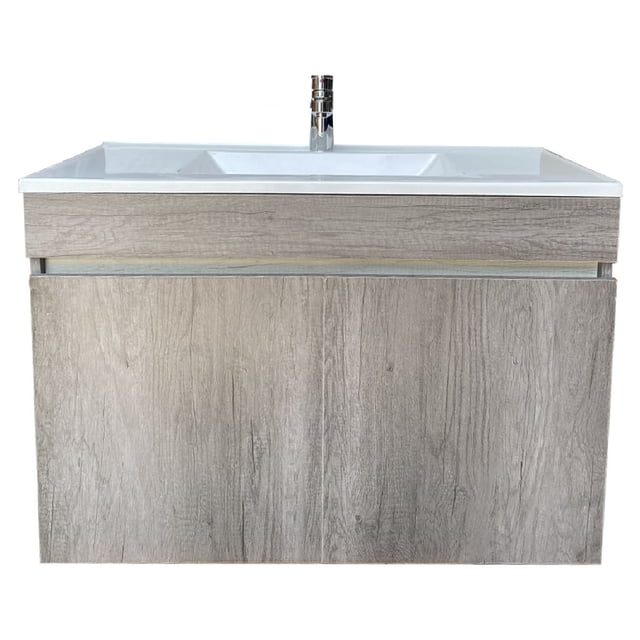 Mueble Gabinete Tocador para Baño Flotante (Lombardía/Encino Polar) DECOMOBIL MUEBLE GABINETE PARA BAÑO