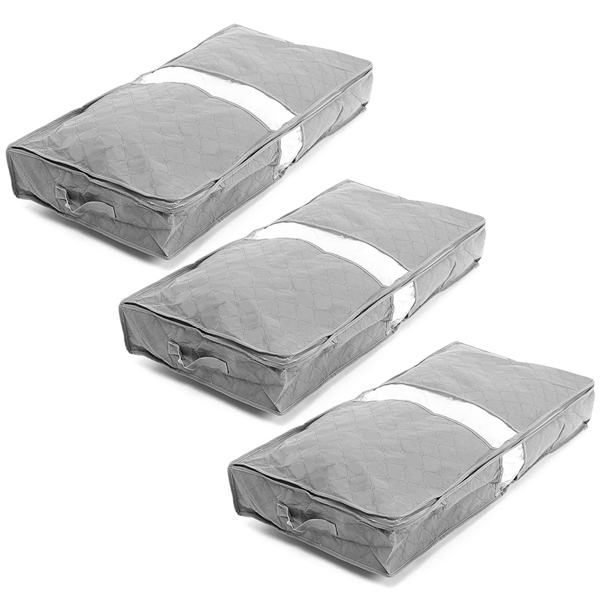 Foldable Rectangular Gray Under-bed Storage Bag Simplify ...
