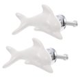 thumbnail image 1 of Dolphin Shaped Door Knobs Ceramic Homeowners Kitchen 2Pcs 2.4X1.4X1.2In, 1 of 8