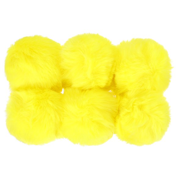 Uxcell pompones de piel sintética de 2.76 pulgadas para sombreros, bolas de piel suave y esponjosa para Navidad, Año Nuevo, cumpleaños, paquete de 6, amarillo