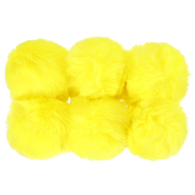 Uxcell pompones de piel sintética de 2.76 pulgadas para sombreros, bolas de piel suave y esponjosa para Navidad, Año Nuevo, cumpleaños, paquete de 6, amarillo