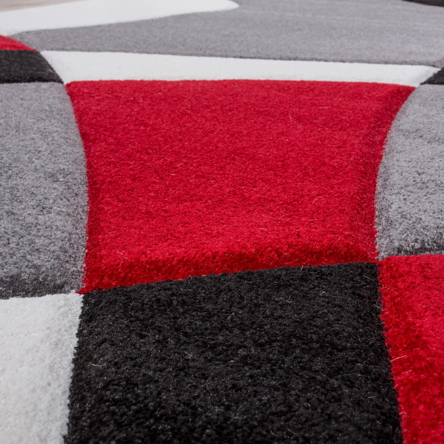 Paco Home Modern Living Room Rug with Artful Geometric Pattern in Red Black