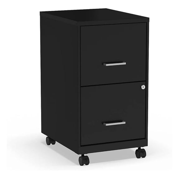 Mobile Pedestal File Cabinet with Wheels, 2-Drawer, Letter/Legal Compatible, Locking, Black
