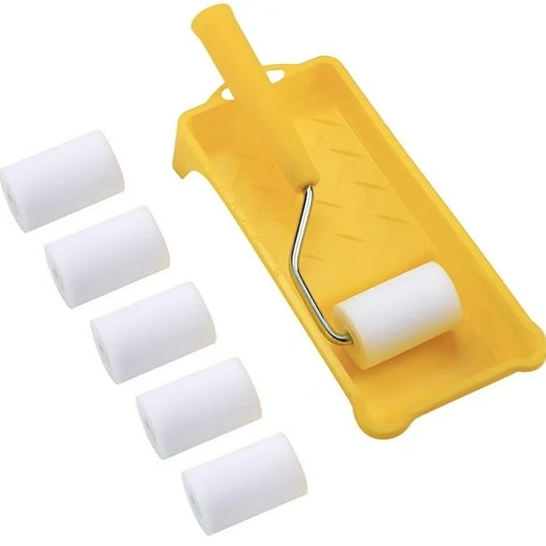 Rodillo de pintura de espuma, kit de mini rodillo de pintura de 2 pulgadas (paquete de 8), rodillo de pintura pequeño con bandeja, rodillos de pintura pequeños de 2 pulgadas, mini rodillos para p