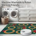 thumbnail image 5 of ODIKA 6'x9' Machine Washable Non-Slip Area Rug, Festive Holly Berry Wreath with Pine Cone Accent Floor High Traffic Rug, Green, 606117, 5 of 5