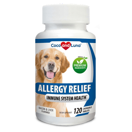 Allergy Relief for Dogs - Immune Support for Dogs - with Omega 3 Fish Oil, Colostrum - Treats Seasonal & Food Allergies, Hot Spots, Itchy Skin - Promotes Skin & Coat Health - 120 Chew-able (Best Way To Treat Oily Skin)