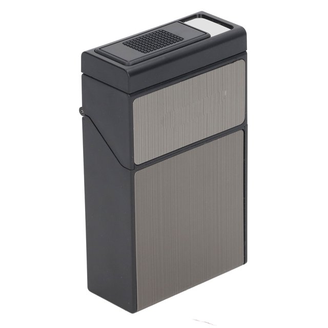 Emoshayoga Dispensadores de Cigarrillos, Carga USB, Paquete de 20, Estuche de Cigarrillos de Metal a Prueba de Humedad para Mujeres Y Hombres(Negro Cepillado)