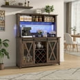 thumbnail image 5 of ANPOO 47"W Farmhouse Coffee Bar Cabinet Wine Rack and Storage, Tall Wine Bar Cabinet with 3 Tier Storage Hutch, Buffet Cabinet with LED Light and Glass Racks for Kitchen Dining Room, 5 of 8