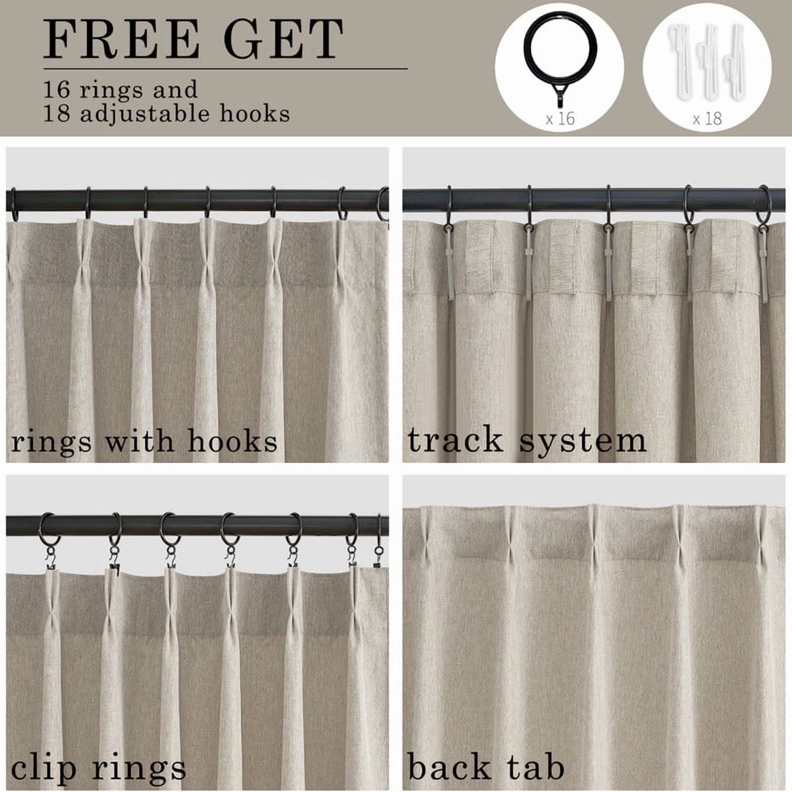 Topfinel Light Filtering Curtains Natural Pinch Pleated Drapes Back Tab Pinch Pleat Hooks Rings Window Treatments for Living Room Bedroom,Linen, 40x84 inch, 2 Panels