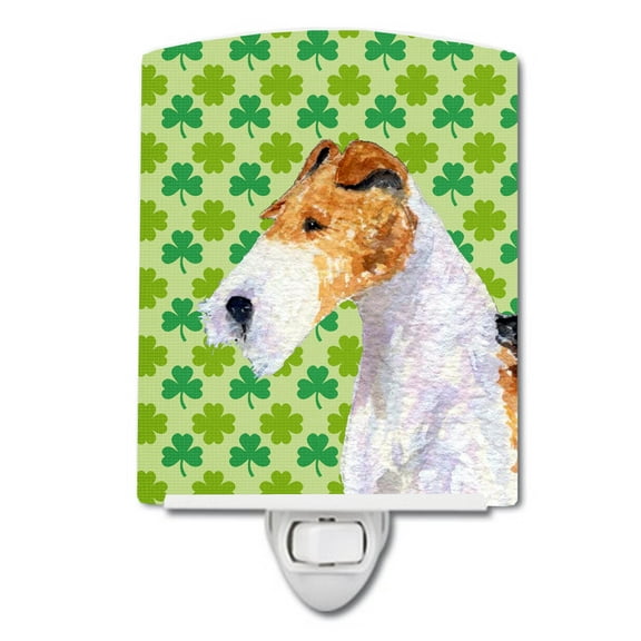 Fox Terrier St. Patrick's Day Shamrock Ceramic Night Light
