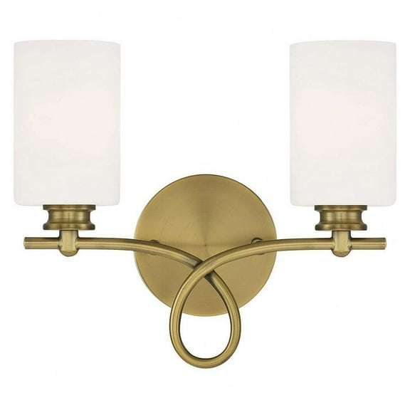 2 Light Bath Bar-12 inches Tall By 14 inches Wide-Warm Brass Finish Bailey Street Home 159-Bel-4487686