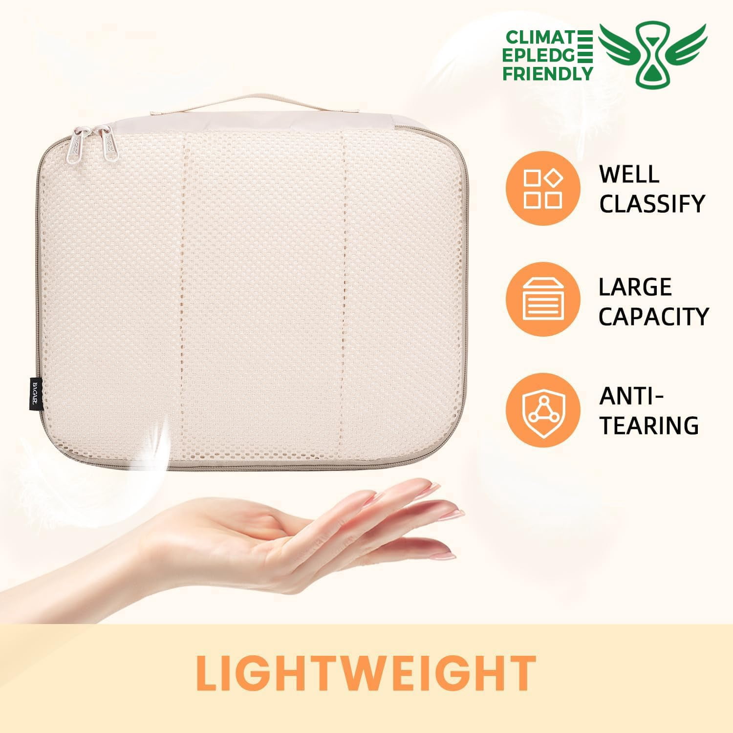 YAOLHLZ  8 Set Packing Cubes Luggage Packing Organizers for Travel Accessories-Cream